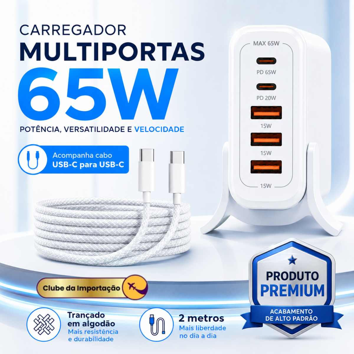 Fonte Estação De Carga Para Macbook E Notebook Galaxy Book Branco