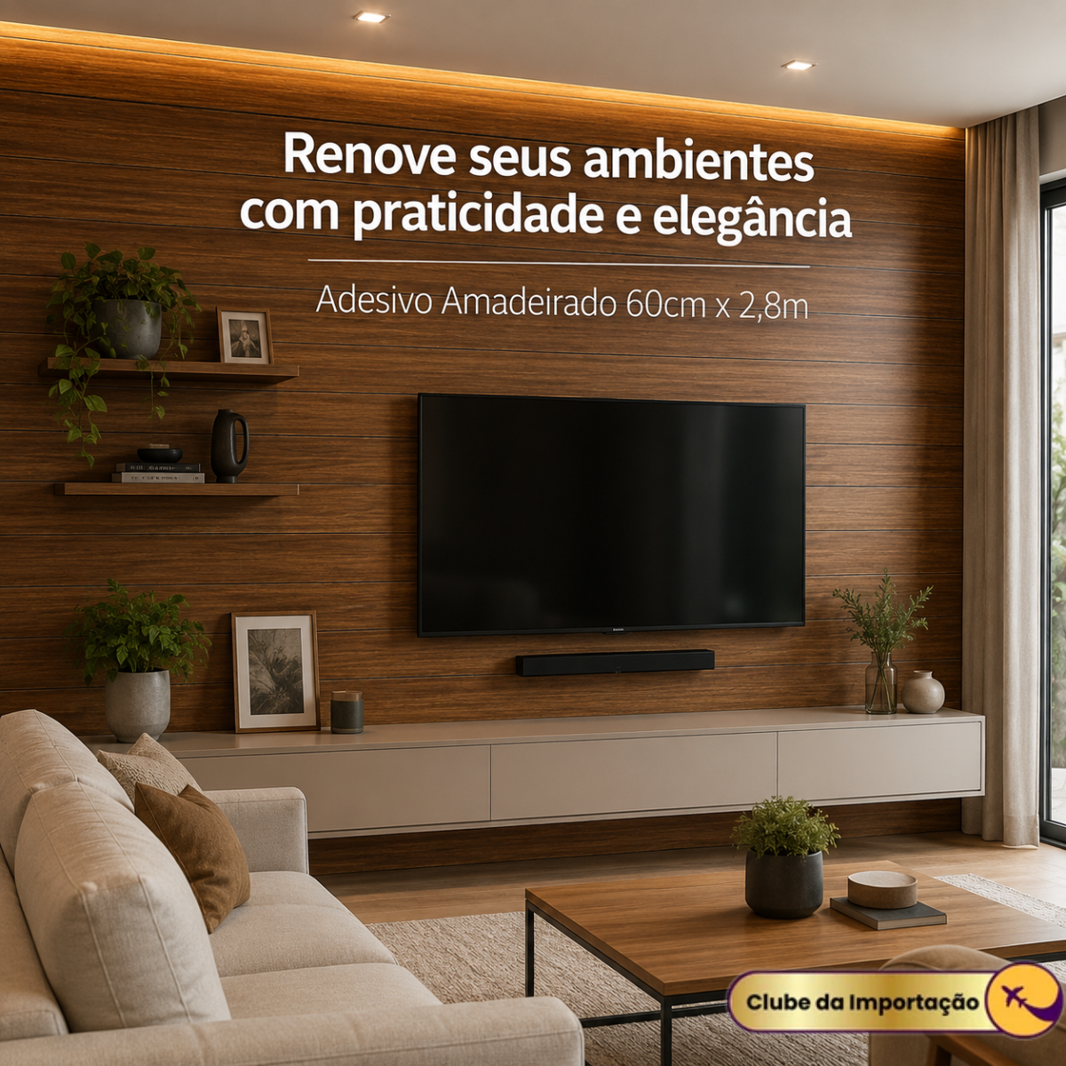 Papel de Parede Adesivo Texturizado Amadeirado