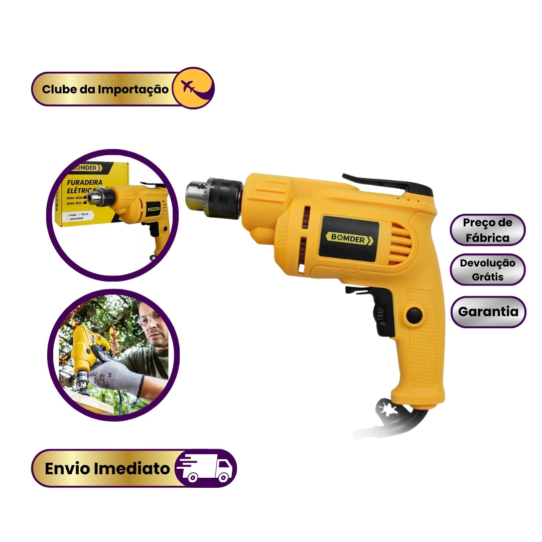 Furadeira de impacto BOMVINK com potência de 700W.
