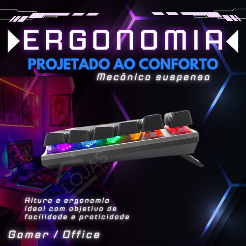 Teclado Gamer Rgb Red ou Blue Swith Mecânico Para Pc Xbox Ps5 Setup