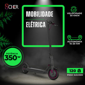 Patinete Elétrico Scooter Scher Street 30km/h Dobrável Veloz Preto