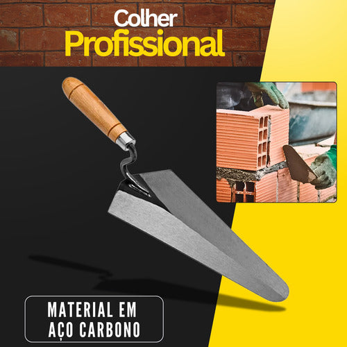 Colher De Pedreiro Jardim Canteiro Reta 10  Aço Profissional