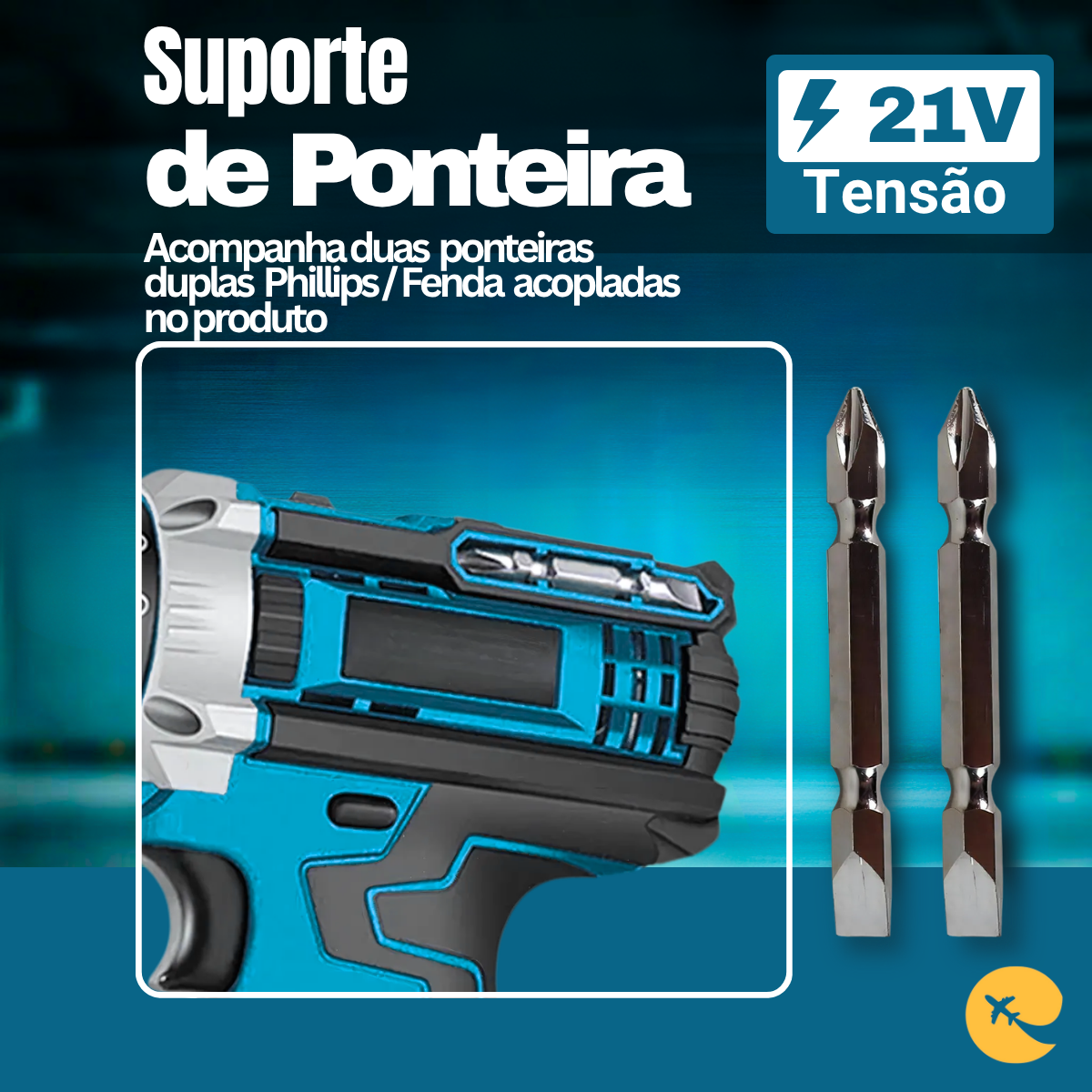 Super Parafusadeira Furadeira De Impacto Sem Fio Potente 21v