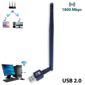 Adaptador Wi-fi Via Usb 2.0, Receptor Wireless 1800mbps Premium