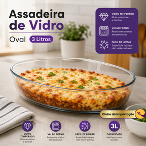 ASSADEIRA DE VIDRO OVAL 3L