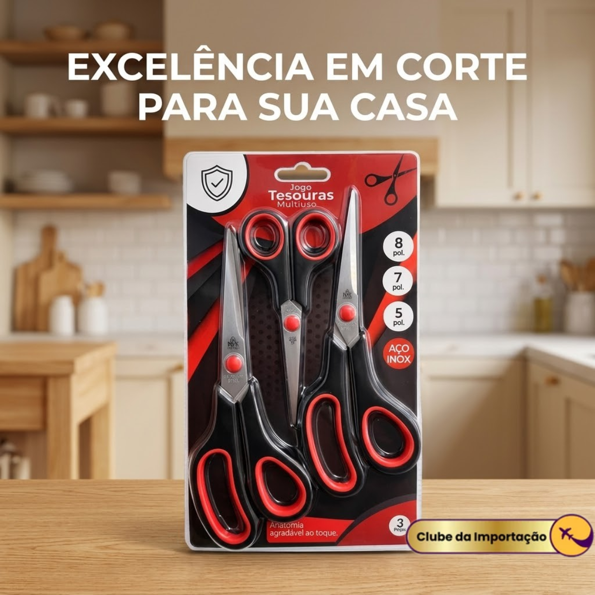Kit Tesoura Multiuso 3Pçs