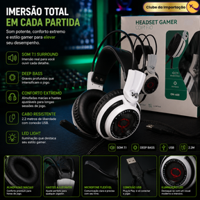HEADSET GAMER COM FIO