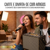 Caixa de Som com 2 Microfones Retrô