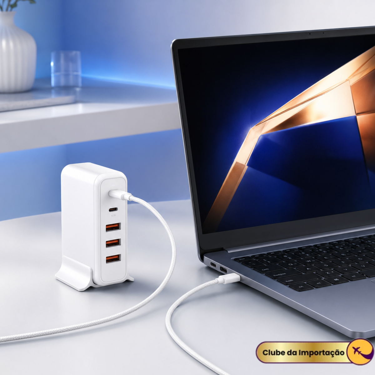 Fonte Estação De Carga Para Macbook E Notebook Galaxy Book Branco
