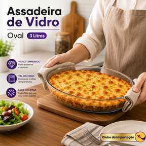 ASSADEIRA DE VIDRO OVAL 3L