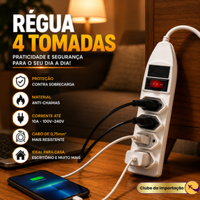 REGUA EXTENSAO 4 TOMADAS