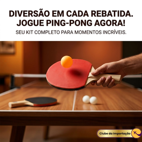 Kit Raquete de Ping Pong com 3 Bolinhas