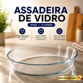 ASSADEIRA DE VIDRO OVAL 3L