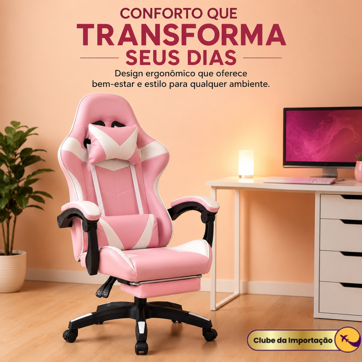 CADEIRA GAMER ROSA