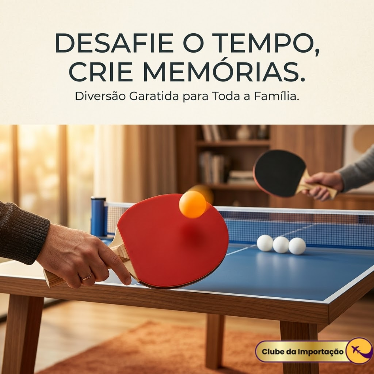 Kit Raquete de Ping Pong com 3 Bolinhas