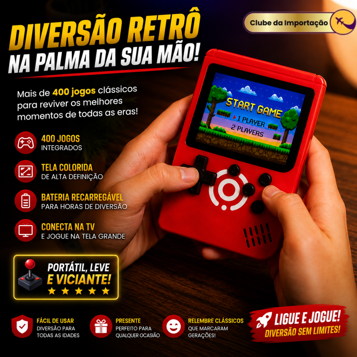 MINI VIDEOGAME PORTATIL 400 JOGOS