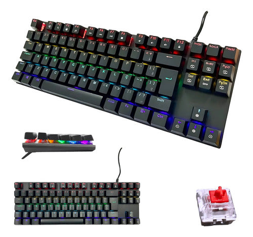 Teclado Gamer Rgb Red ou Blue Swith Mecânico Para Pc Xbox Ps5 Setup