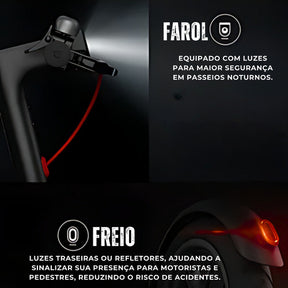 Patinete Elétrico Scooter Scher Street 30km/h Dobrável Veloz Preto