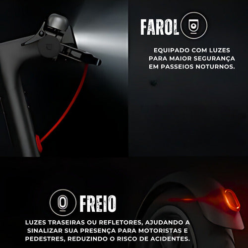 Patinete Elétrico Scooter Scher Street 30km/h Dobrável Veloz Preto
