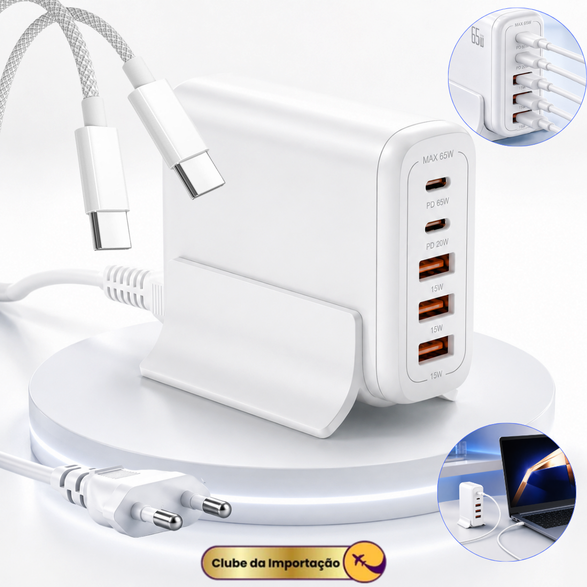 Fonte Estação De Carga Para Macbook E Notebook Galaxy Book Branco