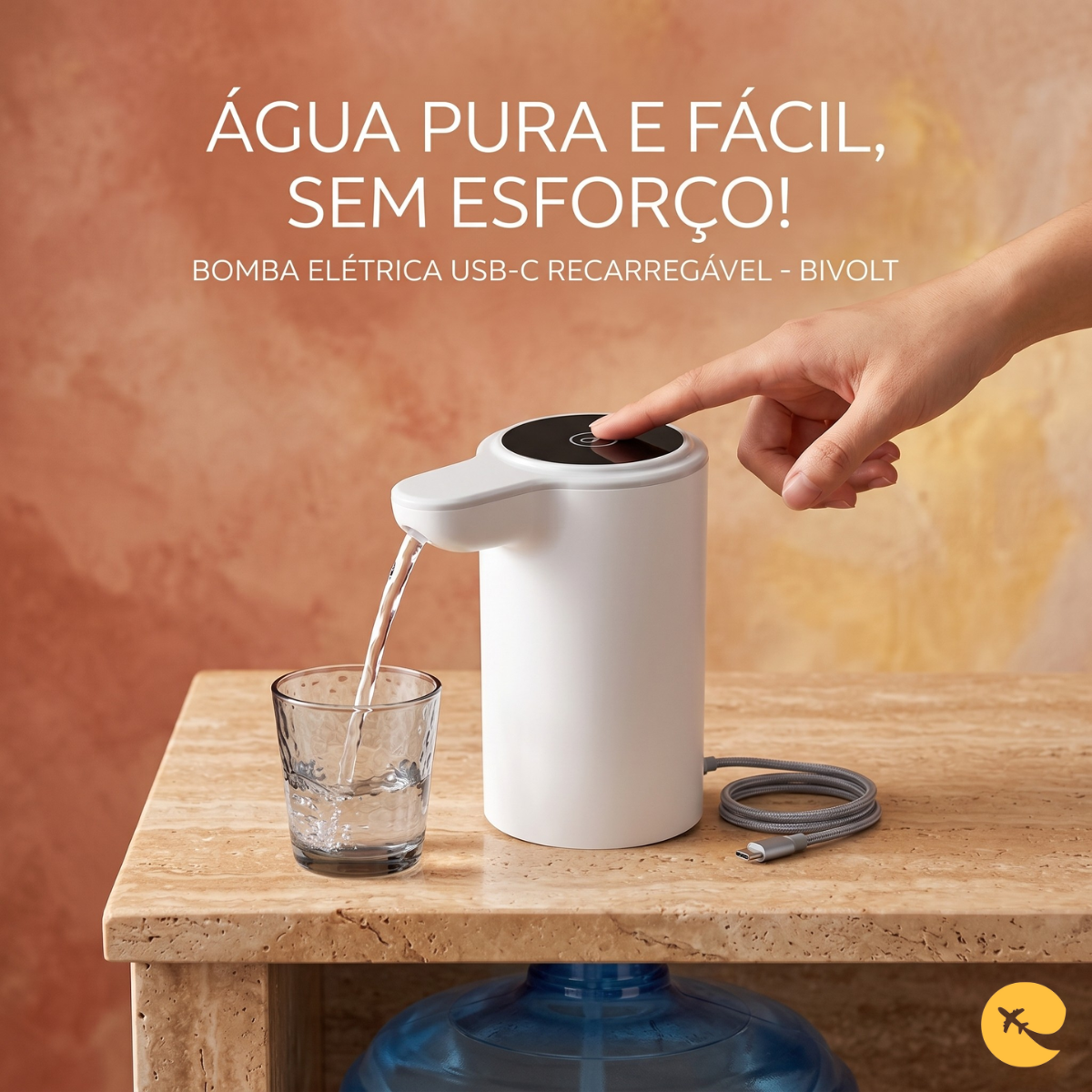 Bomba Elétrica Recarregável Para Galão De Água Bivolt