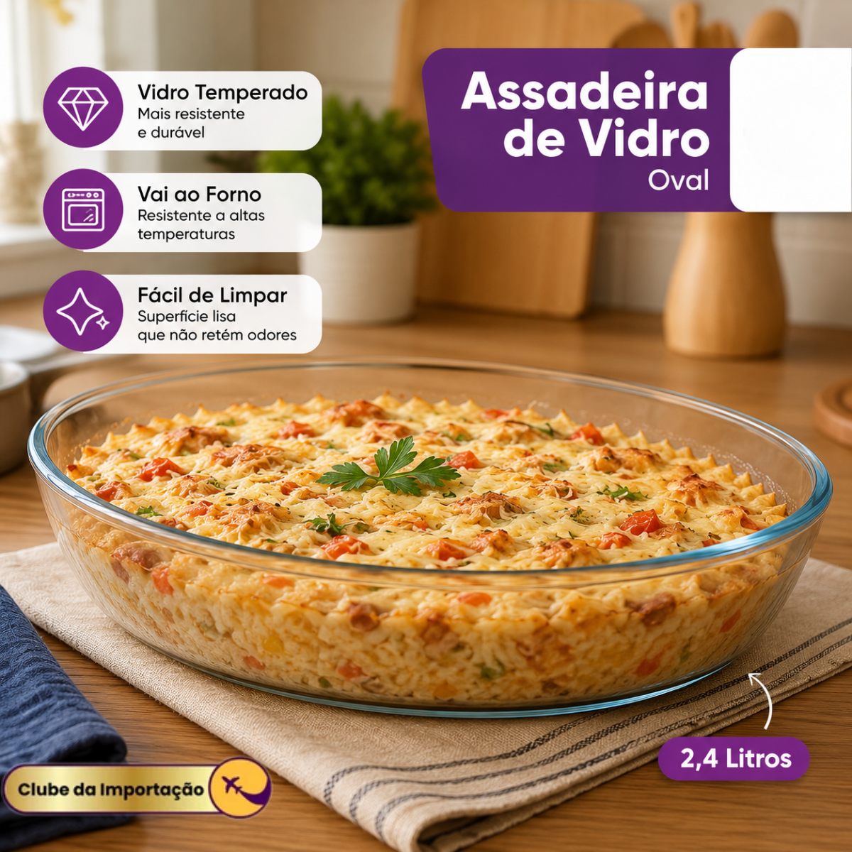 ASSADEIRA DE VIDRO 2,4L