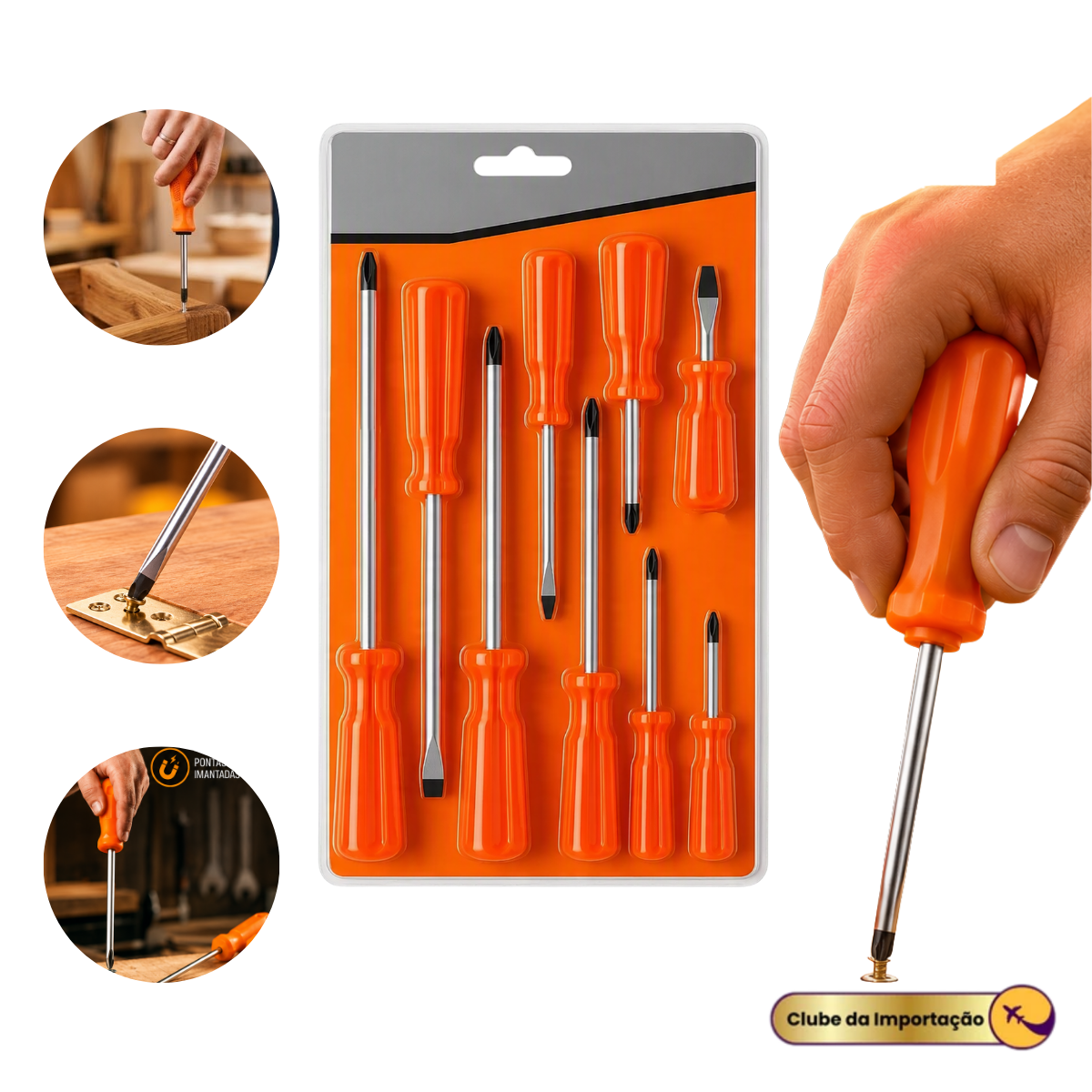 KIT CHAVE FENDA + PHILLIPS (08PCS)