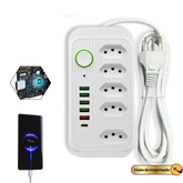 Filtro De Linha Extensao 5 Tomadas Usb 1 Tipo-c 10a 2500w 2m Branco