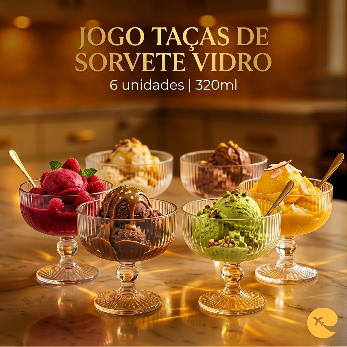 JOGO TAÇAS DE SORVETE VIDRO