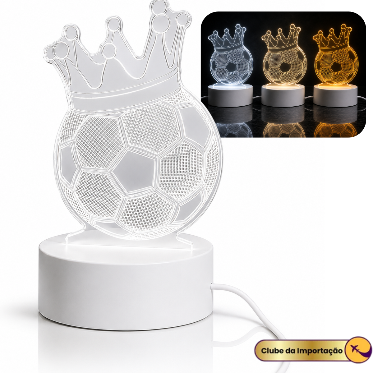 LUMINARIA LED BOLA DE FUTEBOL COM COROA