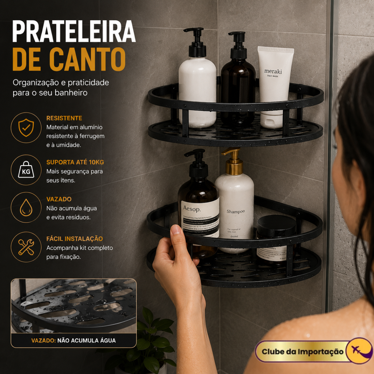 PRATELEIRA DE CANTO PARA BANHEIRO