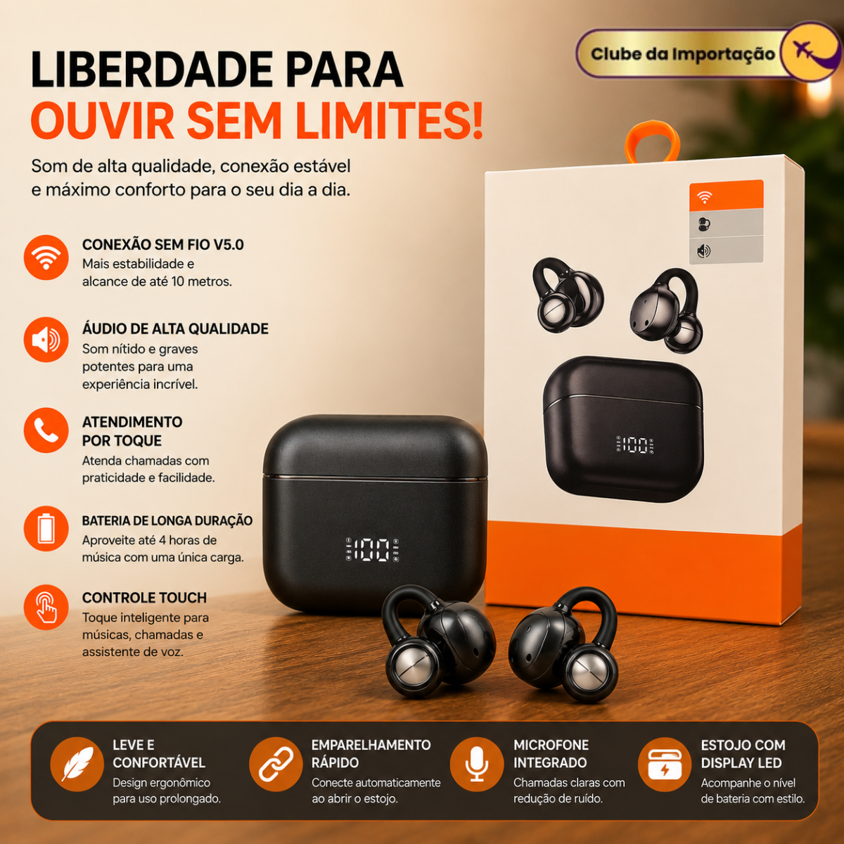 FONE DE OUVIDO SEM FIO