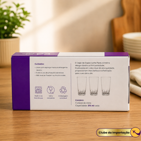 COPO DE VIDRO PARIS 315ML COM 3PÇS