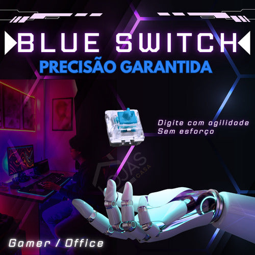 Teclado Gamer Rgb Red ou Blue Swith Mecânico Para Pc Xbox Ps5 Setup