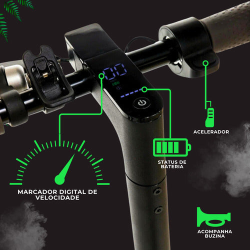 Patinete Elétrico Scooter Scher Street 30km/h Dobrável Veloz Preto