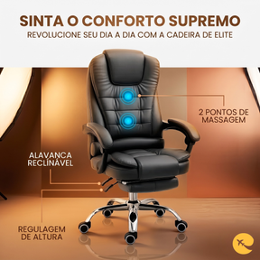 Cadeira de Escritório Executiva Ergonômica com Massagem e Apoio para Pés Retrátil