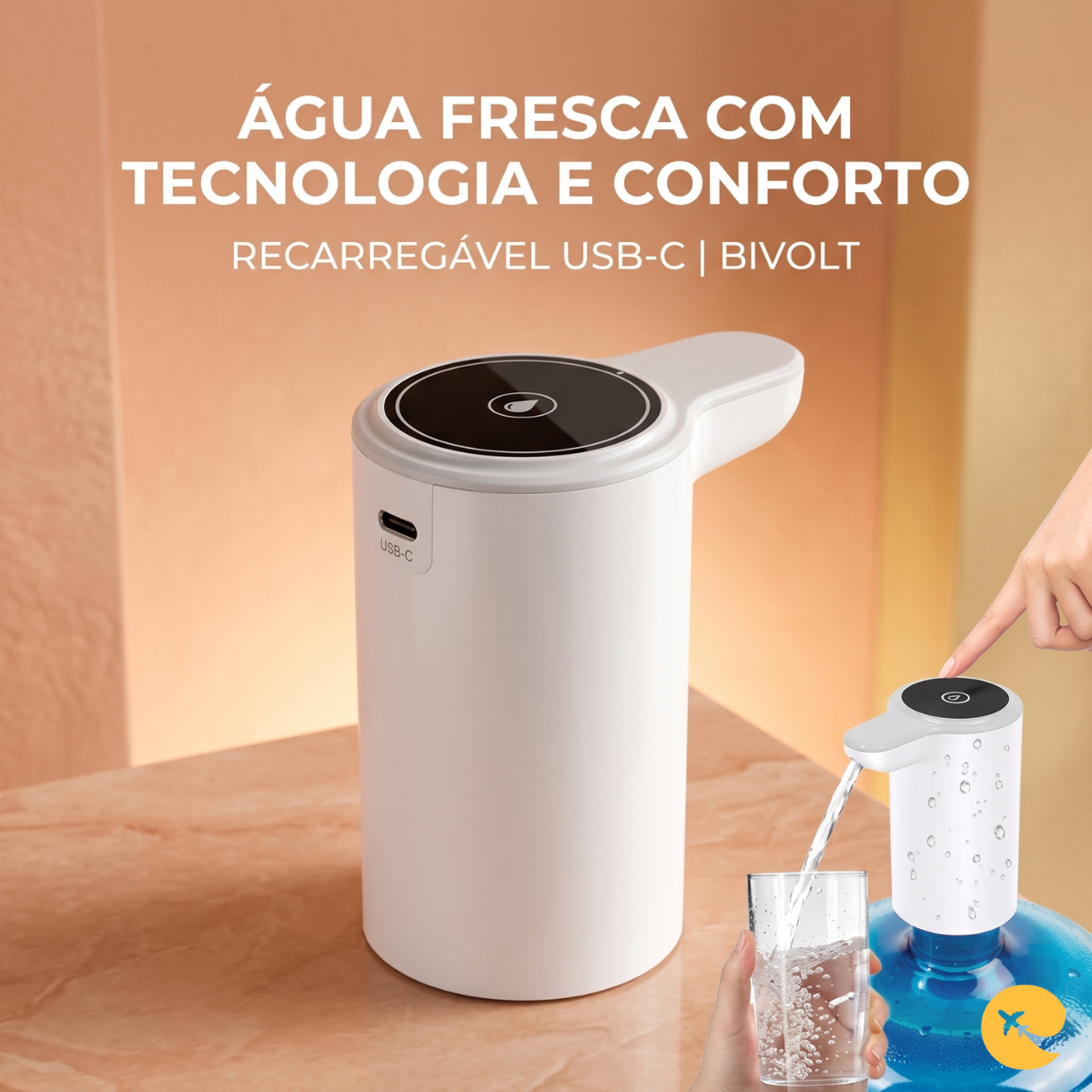 Bomba Elétrica Recarregável Para Galão De Água Bivolt