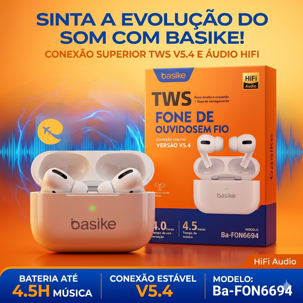 FONE DE OUVIDO SEM FIO 6694