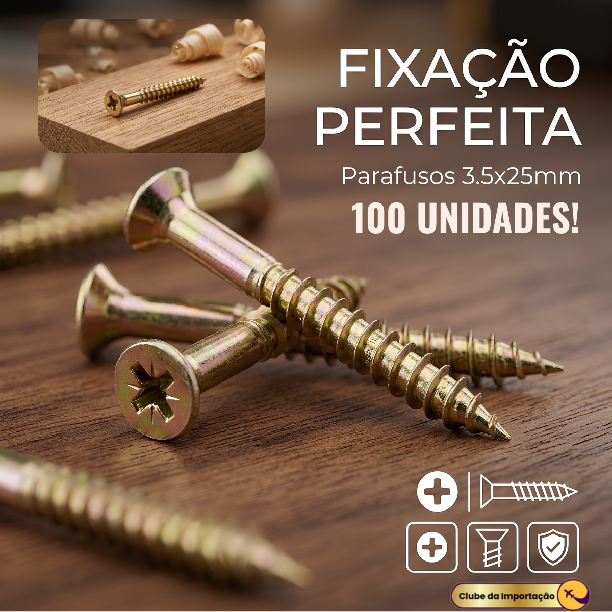 Parafuso Philips Cabeça Chata 100 pcs  3,5mm x 25mm