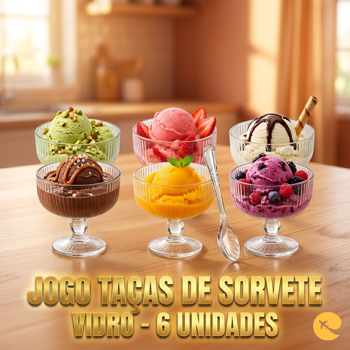 JOGO TAÇAS DE SORVETE VIDRO