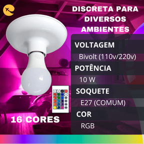 Lâmpada Led Rgb E27 Colorida 10w Festa Casa E Decoração