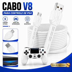 Cabo Carregador Micro Usb V8 Resistente Estilo Gamer - BRANCO