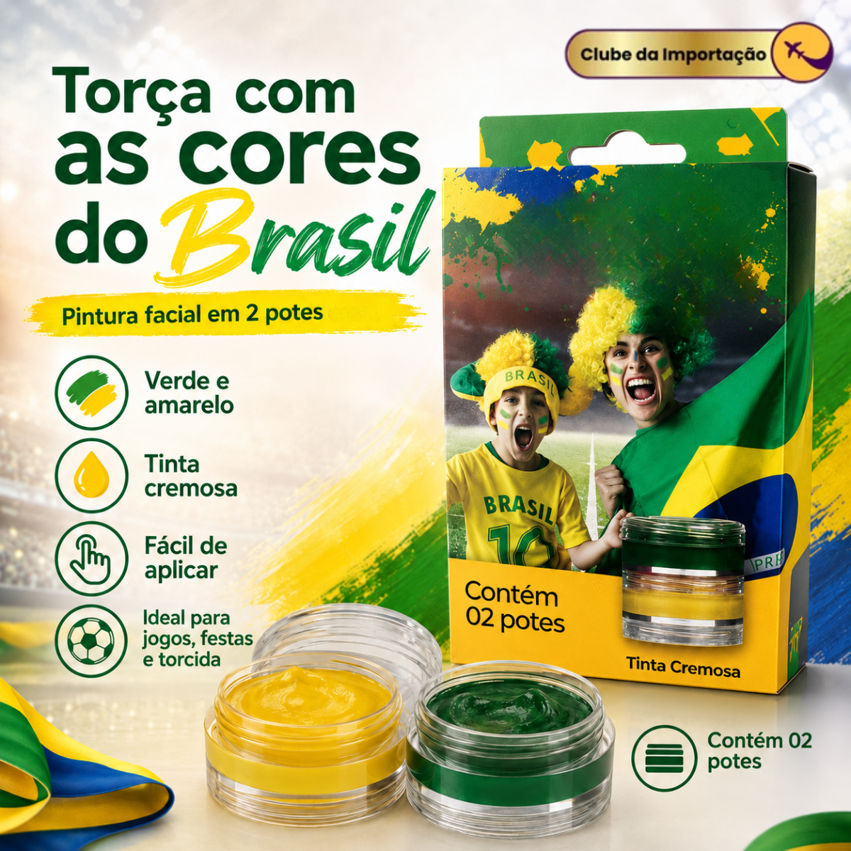 Tinta Pinta Rosto Copa Do Mundo Brasil Pintura Facial Fácil