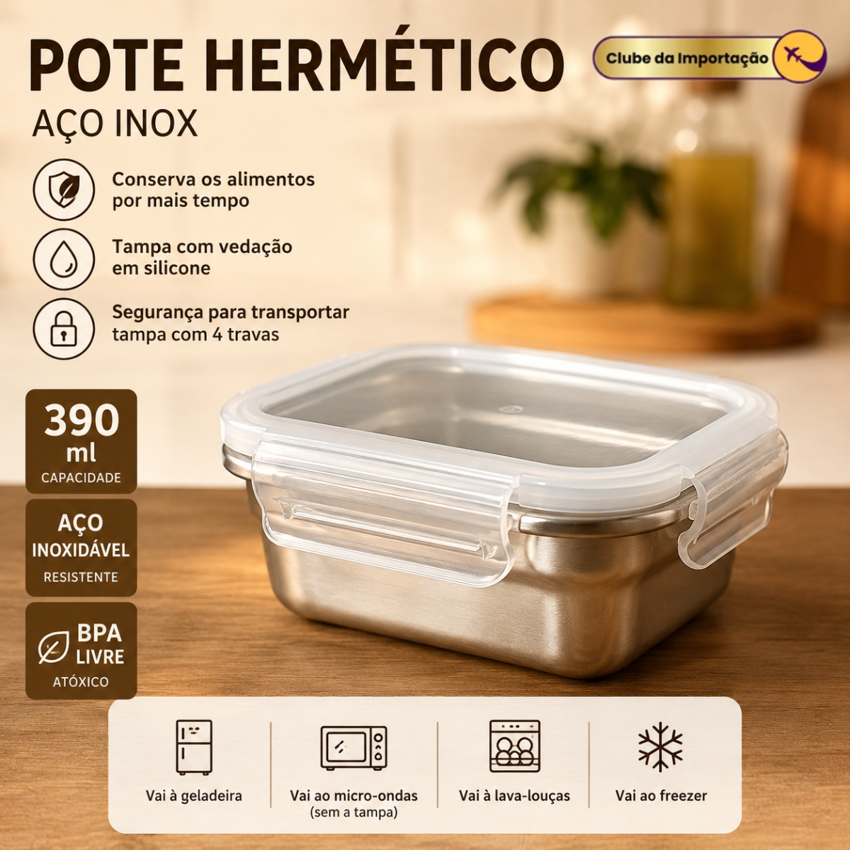 POTE HERMÉTICO AÇO INOX  390ML