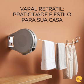VARAL RETRATIL DE PAREDE COM CORDA