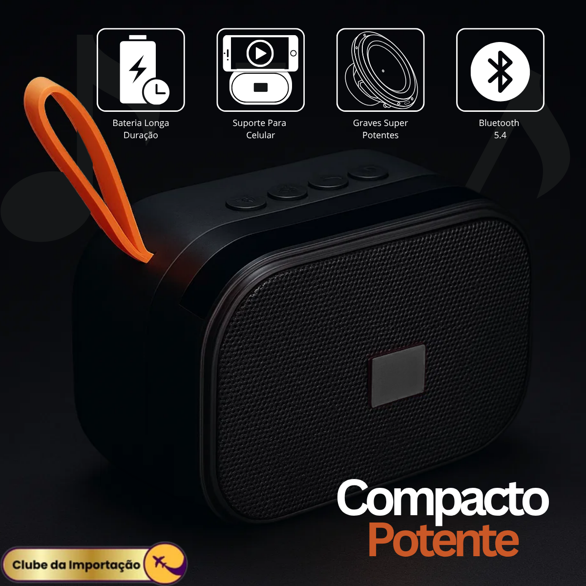 Caixa de Som Bluetooth 5W com Suporte para Celular