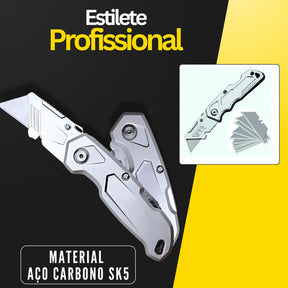 Estilete Dobrável Portátil 5 Lâminas Profissional Leve Bolso