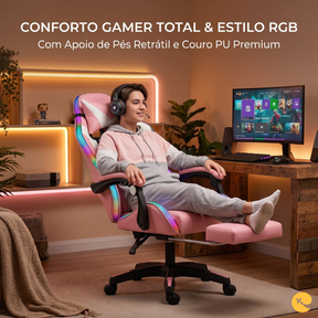 CADEIRA GAMER RGB/MASSSAGEM Cobra ROSA