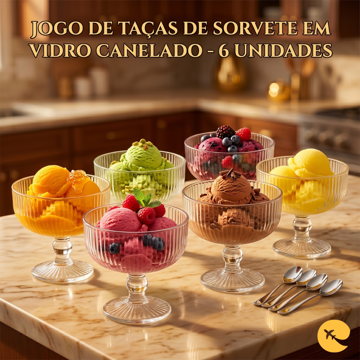 JOGO TAÇAS DE SORVETE VIDRO
