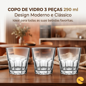 COPO DE VIDRO 3 PEÇAS 290 ml